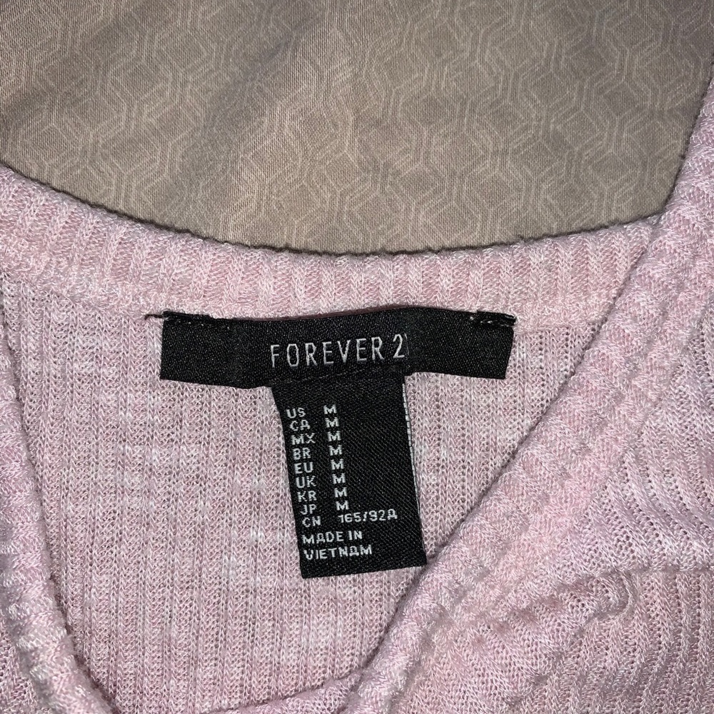 Pink Ribbed Cropped Tank Top - Picture 2 of 2